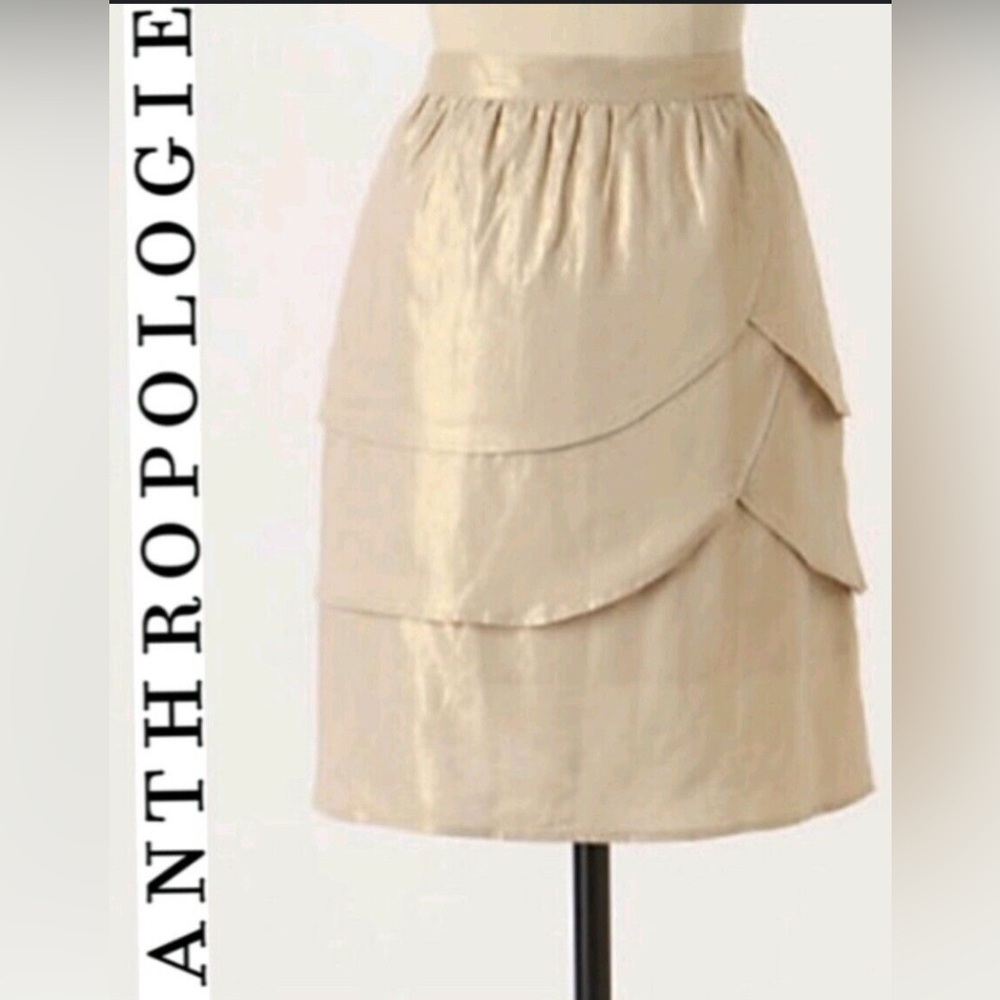 Anthropologie Edme & Esyllte Gold Tulip Layered Petal Skirt Pre-loved size 6p